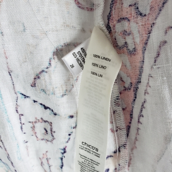 Chico's linen Paisley zippered 3/4 sleeve jacket - Picture 6 of 7